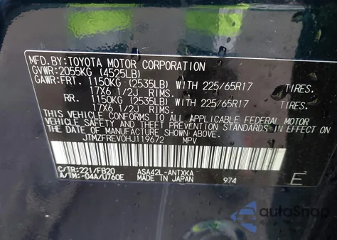 2017 Toyota Rav4 Le z USA, uszkodzony, nr VIN JTMZFREV0HJ119672